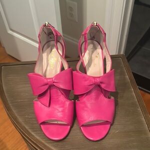 Kate Spade Pink Sandals with Bows, Ankle Strap, and Zipper